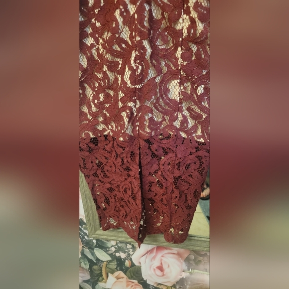 Elegant Lace Burgundy Dress - Picture 3 of 6